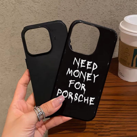 Simple Black Words Phone Case Suitable for Iphone16Promax 15 14 14 12Mini 7Plus XR 2In1 Tough Glossy Case