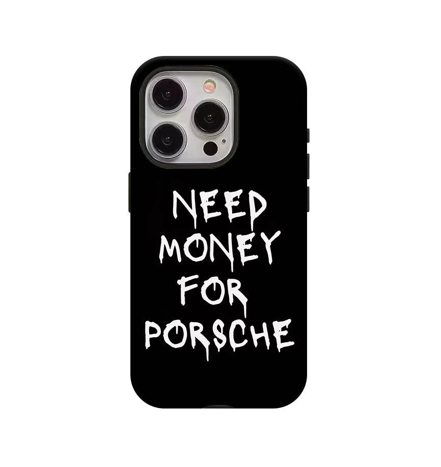Simple Black Words Phone Case Suitable for Iphone16Promax 15 14 14 12Mini 7Plus XR 2In1 Tough Glossy Case
