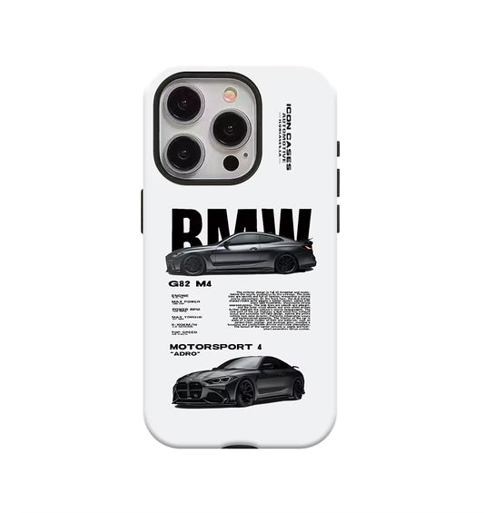 Fashionable Black Car Phone Case Suitable for Iphone16Promax 15 14 14 12Mini 7Plus XR 2In1 Tough Glossy Case