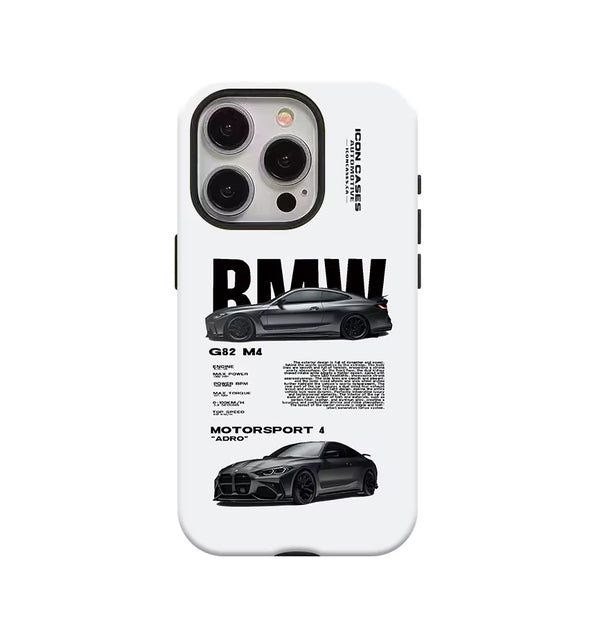 Fashionable Black Car Phone Case Suitable for Iphone16Promax 15 14 14 12Mini 7Plus XR 2In1 Tough Glossy Case
