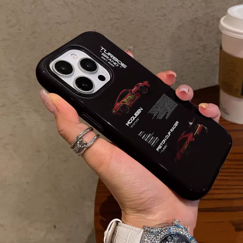 Red Car Phone Case Suitable for Iphone16Promax 15 14 14 12Mini 7Plus XR 2In1 Tough Glossy Case