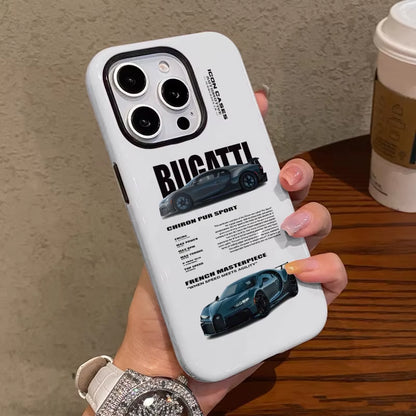 Green Car Phone Case Suitable for Iphone16Promax 15 14 14 12Mini 7Plus XR 2In1 Tough Glossy Case