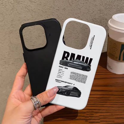 Fashionable Black Car Phone Case Suitable for Iphone16Promax 15 14 14 12Mini 7Plus XR 2In1 Tough Glossy Case