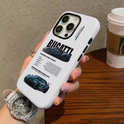 Green Car Phone Case Suitable for Iphone16Promax 15 14 14 12Mini 7Plus XR 2In1 Tough Glossy Case