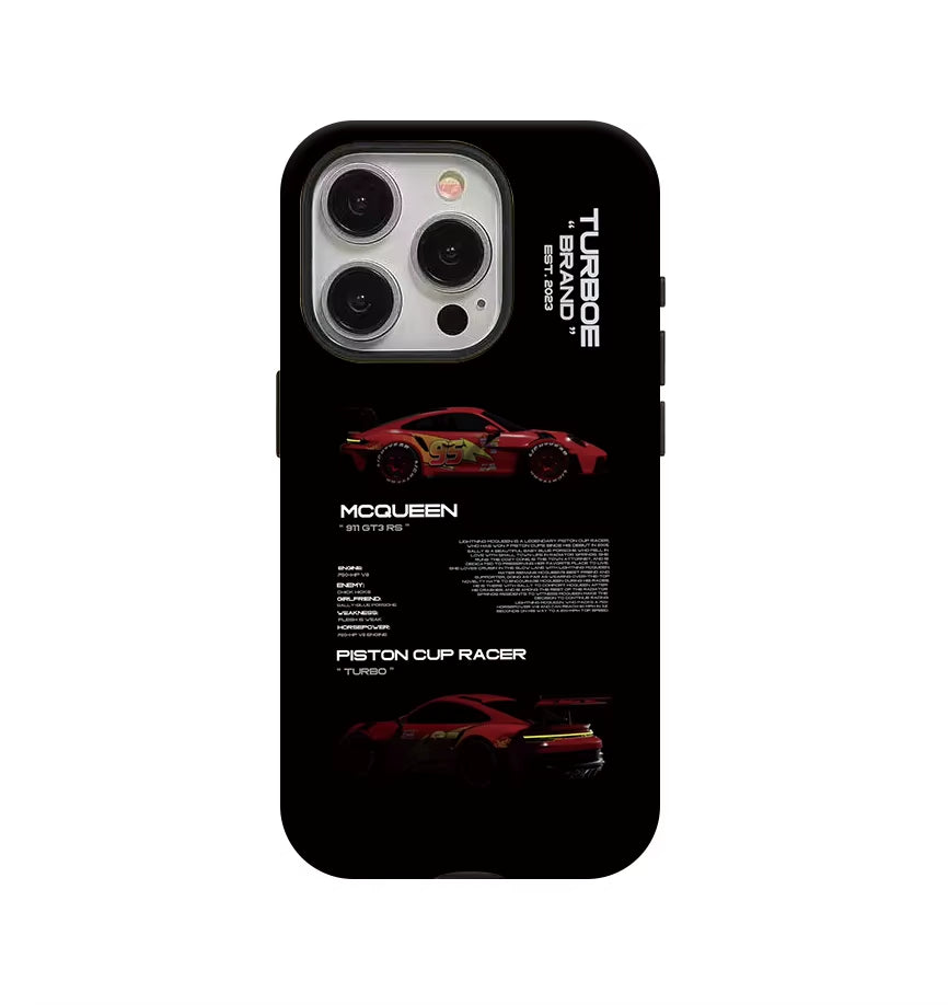 Red Car Phone Case Suitable for Iphone16Promax 15 14 14 12Mini 7Plus XR 2In1 Tough Glossy Case