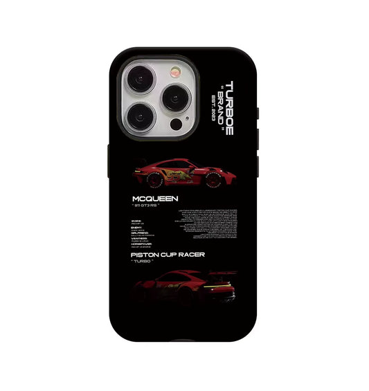 Red Car Phone Case Suitable for Iphone16Promax 15 14 14 12Mini 7Plus XR 2In1 Tough Glossy Case