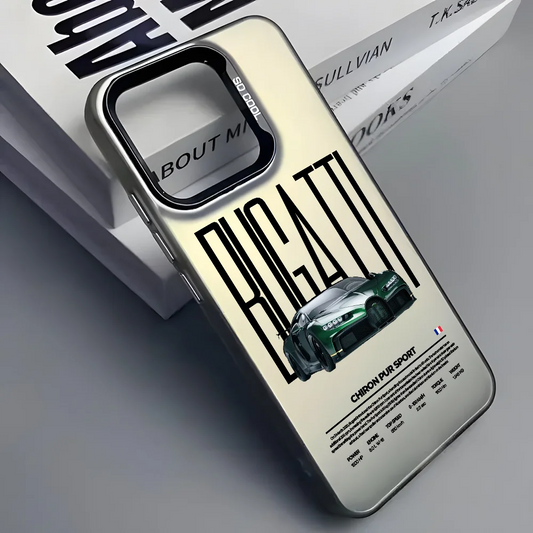 Luxury B-Bugatti Car Phone Case for Iphone 16 15 14 13 12 11 Pro Max Grey Black Matte Laser Metallic Aurora Funda