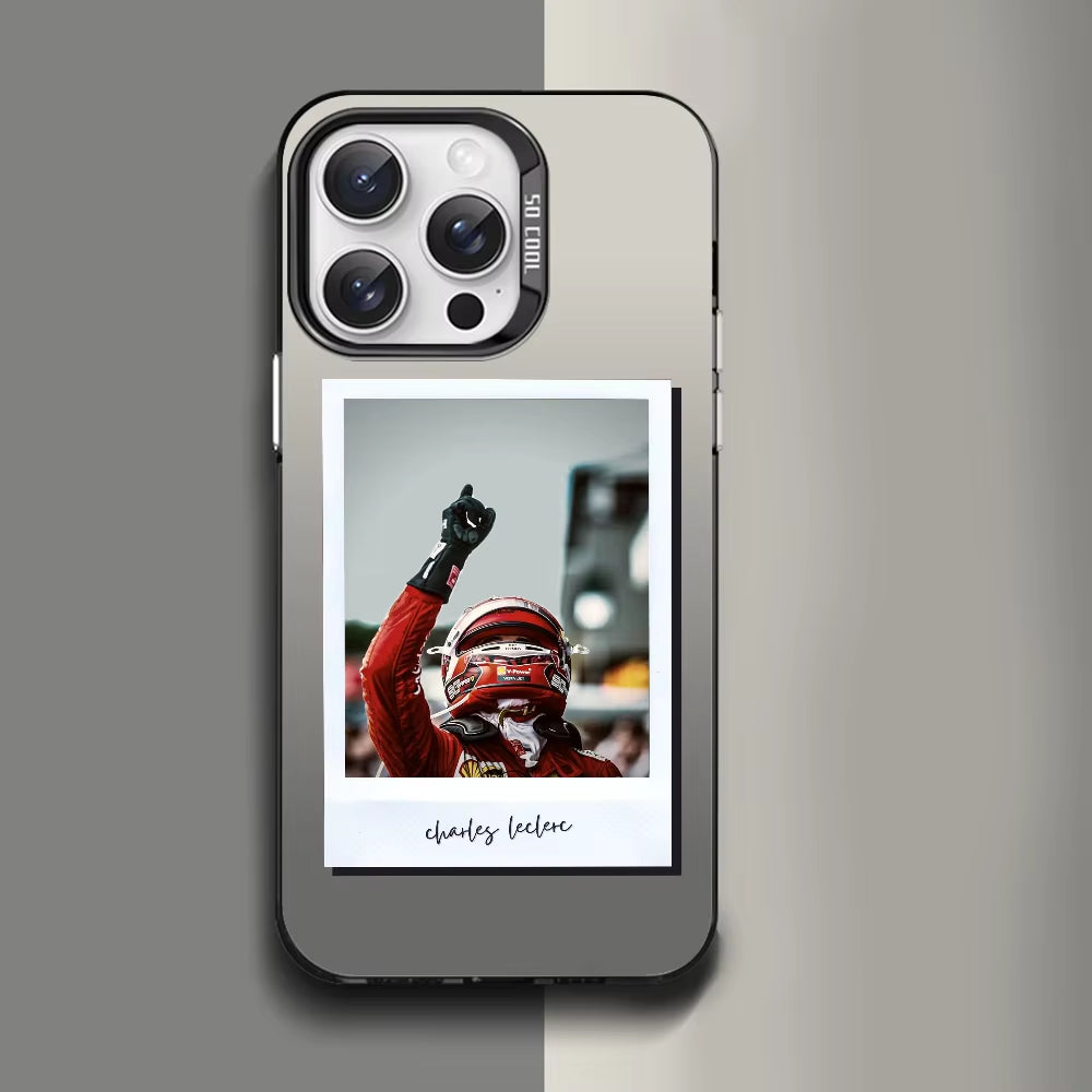 1PC Charles Leclerc 16 F1 Phone Case Phone Case IMD Color Silver Shell for Iphone 16 15 14 13 12 11 Pro Max Plus
