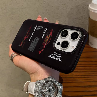 Red Car Phone Case Suitable for Iphone16Promax 15 14 14 12Mini 7Plus XR 2In1 Tough Glossy Case