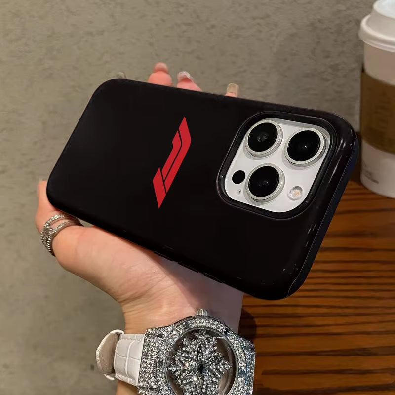 Simple Black Pattern Phone Case Suitable for Iphone16Promax 15 14 14 12Mini 7Plus XR 2In1 Tough Glossy Case