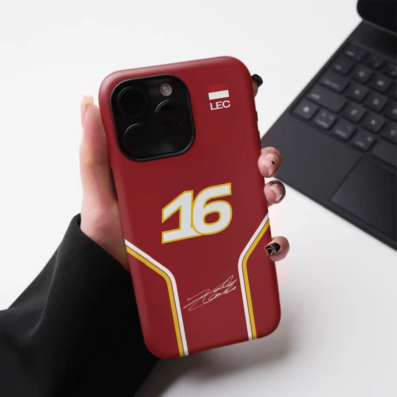 F1 NO.16 Simple Phone Case for Iphone16Promax 15 14 14 12Mini 7Plus XR 2In1 Tough Glossy Case