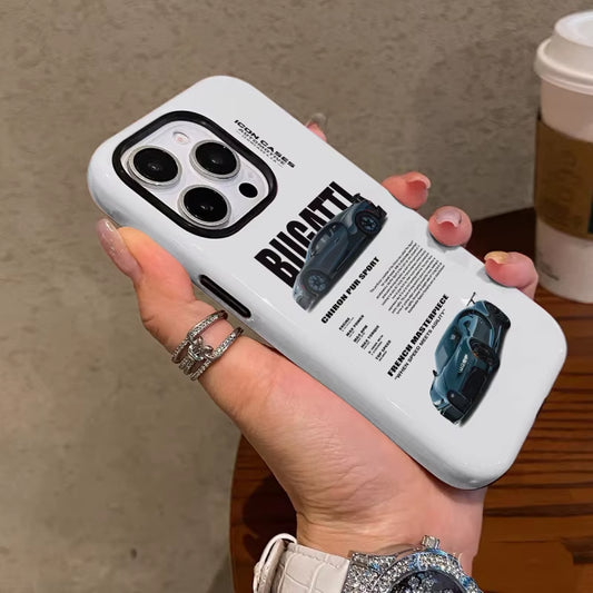 Green Car Phone Case Suitable for Iphone16Promax 15 14 14 12Mini 7Plus XR 2In1 Tough Glossy Case